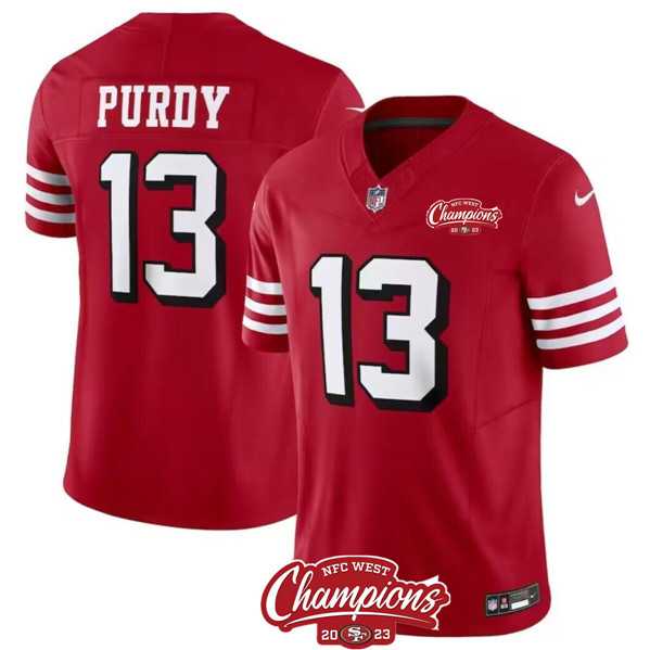 Men & Women & Youth San Francisco 49ers #13 Brock Purdy Red 2023 F.U.S.E. NFC West Champions Patch Alternate Stitched Jersey